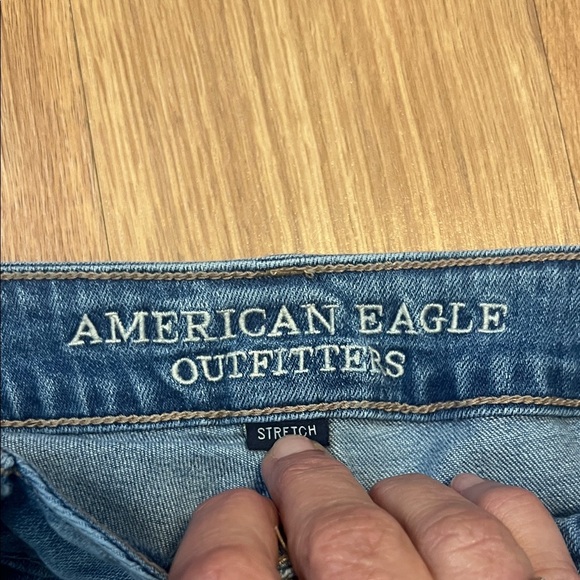 American Eagle Outfitters Women's Light Blue Ripped Jean Shorts super low shorts - Picture 2 of 6